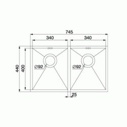 Zlewozmywak Pyramis TETRAGON 74,5x44 2B 100091330